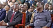 President William Ruto and former Prime Minister Raila Odinga during the signing of a political pact at KICC on March 7, 2025. PHOTO | PCS
