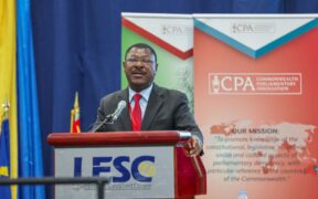 National Assembly Speaker Moses Wetang’ula speaking at the 68th Commonwealth Parliamentary Association meeting in Bridgetown, Barbados. PHOTO/Parliament.