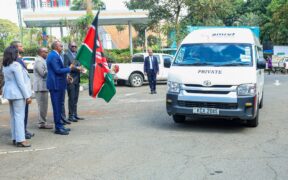 CS Duale flagging off new oxygen consignment accessories. PHOTO/MoH X