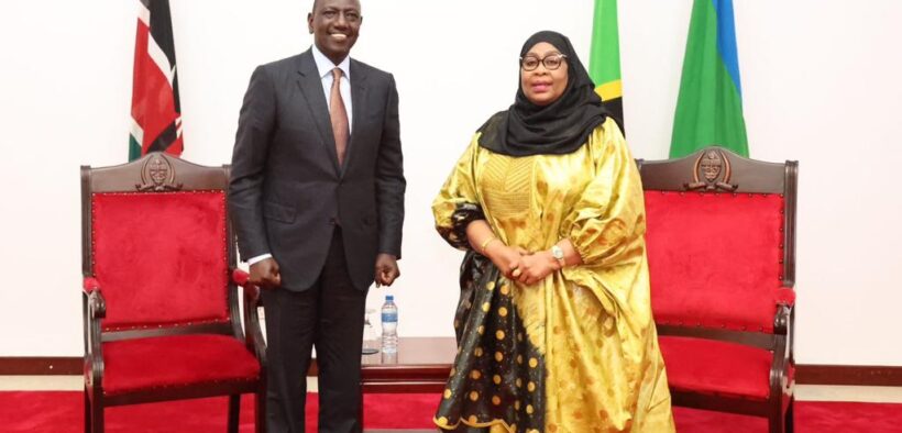 President William Ruto and Tanzania's Samia Suluhu held talks during a visit to Tanzania PHOTO/PCS