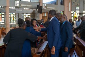 Family and friends attend memorial service at St Francis Catholic Church in KasaraniPHOTO/Sifuna/X