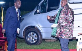 Ugandan President Yoweri Museveni with Kenya's Prime Cabinet Secretary Musalia Mudavadi in Uganda’s State Lodge, Mayuge. PHOTO/ Museveni X