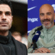A collage photo of Arsenal manager Mikel Arteta and Chelsea manager Enzo Maresca as they're to meet in an evening football clash at the Stamford bridge