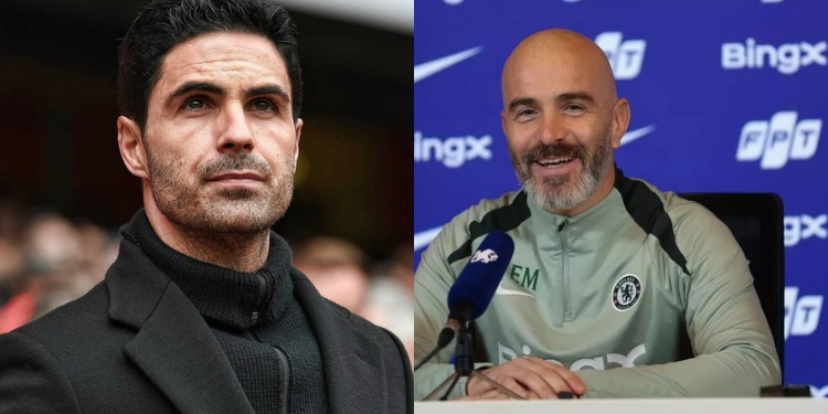 A collage photo of Arsenal manager Mikel Arteta and Chelsea manager Enzo Maresca as they're to meet in an evening football clash at the Stamford bridge