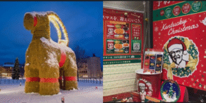 One of the images display promotional material for KFC Japani Christmas menu