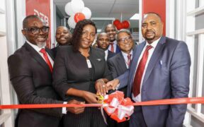 Kitui County CECM for Trade Ms. Rose Mutuku, CEC for Finance, Economic Planning, and Revenue Management Mr. Peter Mwikya Kilonzo, DTB Kenya Managing Director & CEO Murali Natarajan, and Director of Retail Banking George Otiende officially cut the ribbon during the grand opening of the DTB Kenya branch in Kitui Town.
