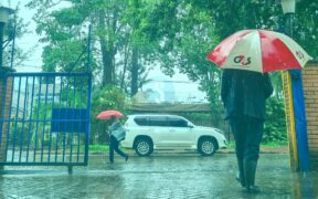Man walking in the rain with an umbrella. PHOTO/courtesy