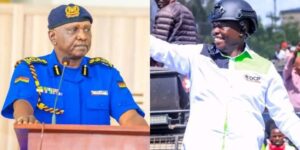 A photo collage of Police IG Douglas Kanja and former DP Rigathi Gachagua. PHOTO/NPS/DCP.