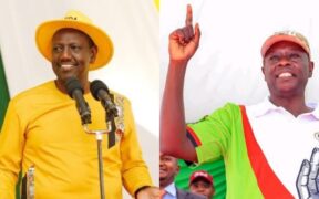 A photo collage of President William Ruto and DCP leader Rigathi Gachagua.... by-elections