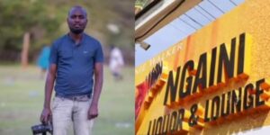 A photo collage of Standard journalist Amos Maina and Ngaini bar where he died. PHOTOStandardScreengrab