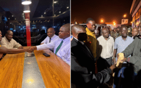 A photo of Bob Njagi and Nicholas Oyoo being handed over to Kenya’s High Commissioner to Uganda.