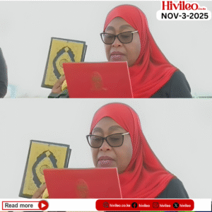 Tanzanian President Samia Suluhu has been sworn-in for her second term. PHOTO/Screengrab.