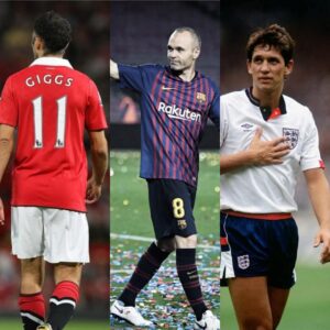 A collage photo of Ryan Giggs,Andres Iniesta and Philip Lahm. Image/EF
