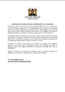 Notice released by the Kenya High Commission Image/MM/X
