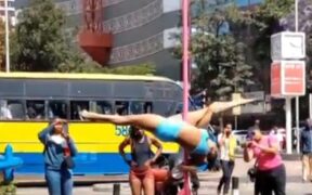 A collage photo of Geoffrey Mosiria and a lady captured stripping at the CBD Image/@Mosiria/X