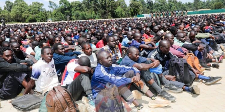 KDF recruits reprting at the Defence Forces Recruits Training School (DFRTS) on November 21, 2025.