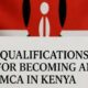 Qualifications to become an MCA in Kenya and their roles.