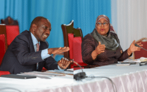 Kenyan President William Ruto and his counterpart Samia Suluhu. PHOTO/PCS.