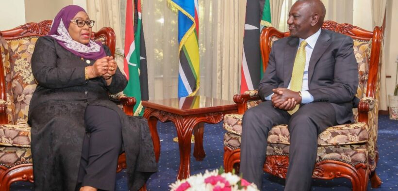 Presidents William Ruto and Samia Suluhu during a past meeting. PHOTO/PCS.