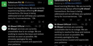 Safaricom and M-Shwari statements regarding the outage.PHOTO