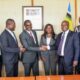 University union officials led by Uasu secretary general Constantine Wasonga and Kusu's Charles Mukhwaya with Education CS Julius Ogamba after the talks, November 4, 2025. /JULIUS OGAMBA/X