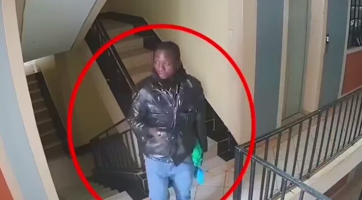 CCTV camera showing the delivery rider carrying a package at Maridian Apartment. PHOTO/CCTV Footage Screenshot