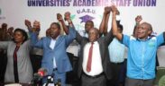 UASU leaders during a past press briefing. PHOTO/Wilbeforce Okwiri, The Standard.