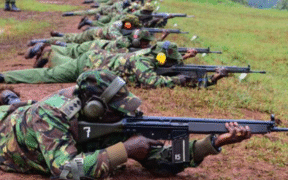 Police officers during a past range shooting competition at Kiganjo Police College in Nyeri County. FILE PHOTO