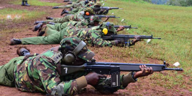 Police officers during a past range shooting competition at Kiganjo Police College in Nyeri County. FILE PHOTO