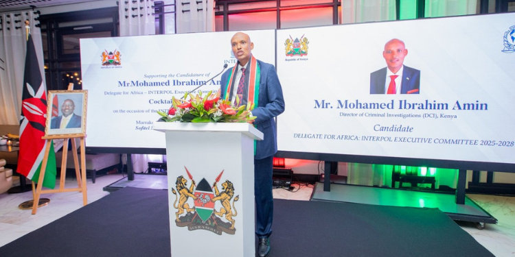 DCI Director Mohamed I. Amin speaking at the 93rd INTERPOL General Assembly in Morocco. PHOTO/NPS.