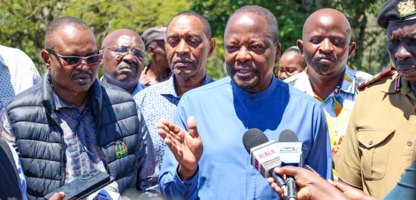 Agriculture CS Mutahi Kagwe speaking in Nyeri during the launch of modern Kenya Plant Health Inspectorate Service (KEPHIS) facilities. PHOTO/Ministry of Agriculture.