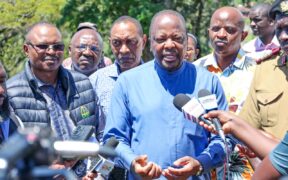 Agriculture CS Mutahi Kagwe speaking in Nyeri during the launch of modern Kenya Plant Health Inspectorate Service (KEPHIS) facilities. PHOTO/Ministry of Agriculture.