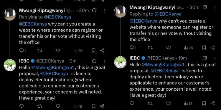 IEBC has responded to proposals to create a voter registration website. PHOTO/IEBC X.
