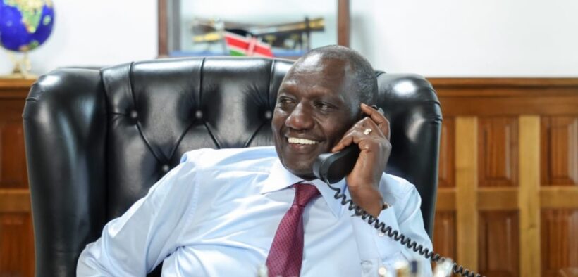 President William Ruto during a past phone conversation. PHOTO/PCS.