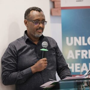 Pharmacy and Poisons Board (PPB) Acting CEO Dr Ahmed Mohamed speaking during the Pre-Conference Industry Day of the 7th Biennial Scientific Conference on the Regulation of Medical Products in Africa (SCoMRA VII), held in Mombasa on November 11, 2025. PHOTO/PPB.