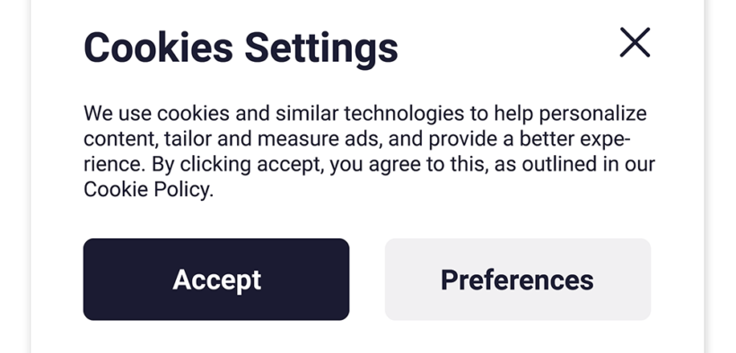 A photo of cookie settings for illustration. PHOTO/Boom Visibility.