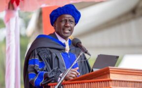 President William Ruto during the 42nd Graduation Ceremony at the University of Eastern Africa, Baraton, in Nandi County on August 18, 2024. PHOTO/PCS.
