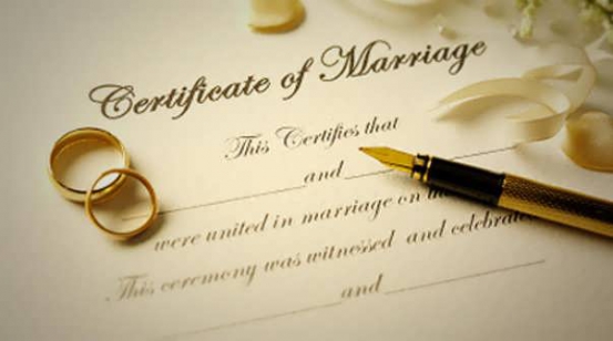 Photo of Marriage Certificate for illustration purposes. PHOTO/S