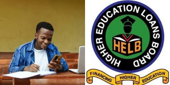 Collage of Man on phone and HELB logo for representation. PHOTO/ HELB X