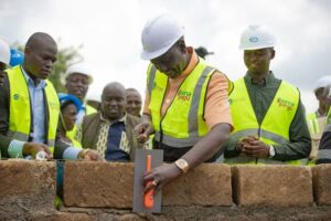 President William Ruto at the construction site of affordable housing units for representation. PHOTO/KBC D X