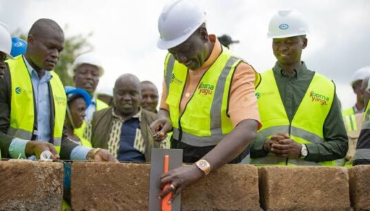 President William Ruto at the construction site of affordable housing units for representation. PHOTO/KBC D X