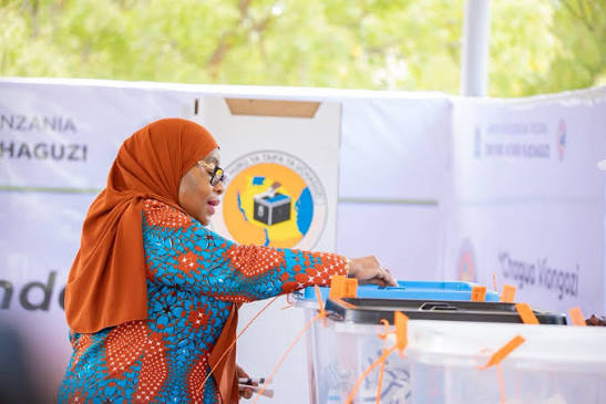 Samia Suluhu Hassan casting her vote on October 29, 2025. PHOTO/CNN