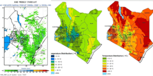 Displays of a Weekly Weather Forecast for Kenya Provided by the Kenya Meteorological Department (KMD).