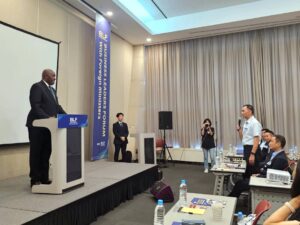 Minister of ICT Dr Chris BaryoMunsi during a trade meeting in Kampala