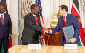 President William Ruto in Washington, D.C., in the United States, Witnessing the Signing of the Kenya–US Health Cooperation Framework, Signed by Secretary of State Marco Rubio and Prime Cabinet Secretary Musalia Mudavadi. PHOTO/ Ruto X