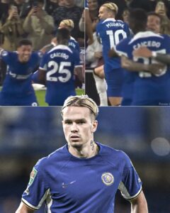 Happy moments captured with his team mates after he scored a goal