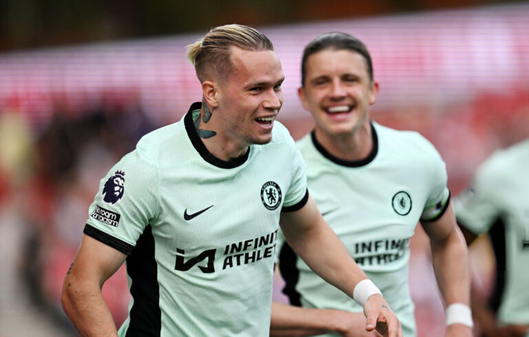 An image captured when Mudryk was celebrating a goal Image @Chelsea/X