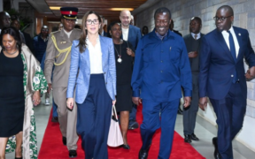 Queen Mary of Denmark with Prime CS Musalia Mudavadi, Tourism CS Rebecca Miano and Nairobi Governor Johnson Sakaja When she Arrived to Kenya on December 9, 2025. PHOTO/ OPCS