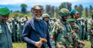 AFC/M23 Military Chief, Major General Sultani Makenga (pictured in the center with a cane), and the Head of the Political Wing, Cornell Nangaa in a Past Event. PHOTO/File