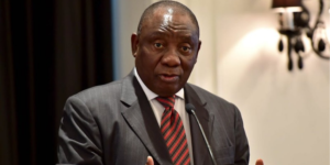South African President Cyril Ramaphosa in a Past Event. PHOTO/ File